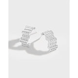 S925 Silver Stud Earrings Rectangular Zircon Jewelry Couple Gift