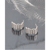 S925 Silver Stud Earrings Rectangular Zircon Jewelry Couple Gift