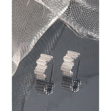 S925 Silver Stud Earrings Rectangular Zircon Jewelry Couple Gift