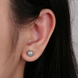 925 Silver Zircon Stud Earrings Party Gift Ear Jewelry Women