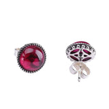 Thai Silver Women's Red Ruby Stud Earrings