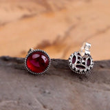 Thai Silver Women's Red Ruby Stud Earrings