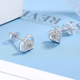 S925 Sterling Silver Stud Earrings Zircon Inlaid Ladies Jewelry