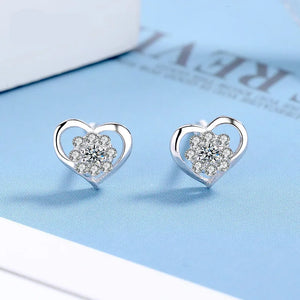 S925 Sterling Silver Stud Earrings Zircon Inlaid Ladies Jewelry