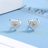 S925 Sterling Silver Stud Earrings Zircon Inlaid Ladies Jewelry