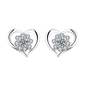 S925 Sterling Silver Stud Earrings Zircon Inlaid Ladies Jewelry