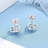 S925 Sterling Silver Stud Earrings Zircon Inlaid Ladies Jewelry