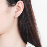 S925 Sterling Silver Stud Earrings Zircon Inlaid Ladies Jewelry