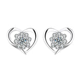 S925 Sterling Silver Stud Earrings Zircon Inlaid Ladies Jewelry
