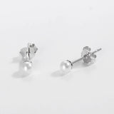 S925 Sterling Silver Stud Earrings Round Shell Simulated-pearl Plated Jewelry