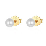 S925 Sterling Silver Stud Earrings Round Shell Simulated-pearl Plated Jewelry