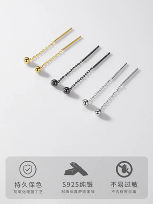 S925 Silver Stud Earrings Small Cold Wind Ear Line Earrings
