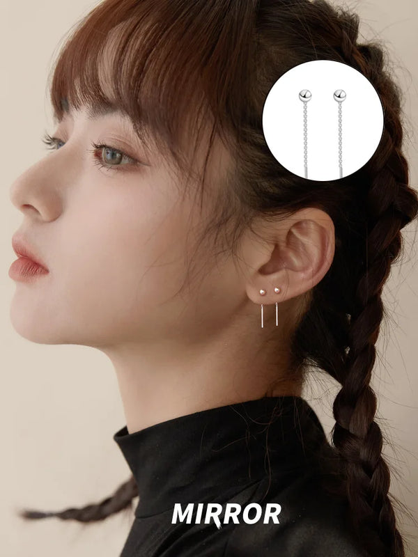 S925 Silver Stud Earrings Small Cold Wind Ear Line Earrings