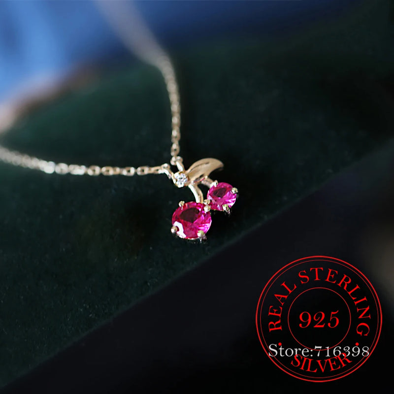 S925 Sterling Silver Cherry Choker Necklace for Women