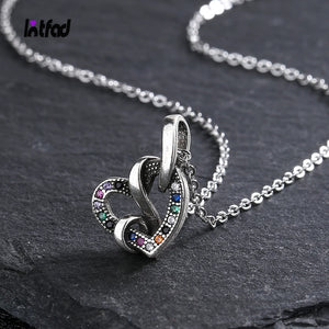 Heart Necklace Inlaid Zircon Pendant Chain Jewelry for Women