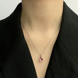 Sterling Silver Tesseract Crystal Necklace Sparkling Pendant Chain