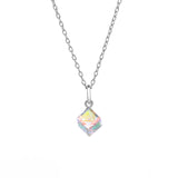 Sterling Silver Tesseract Crystal Necklace Sparkling Pendant Chain