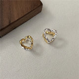 S925 Silver Texture 18k Love Ear Buckle Earrings