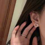 S925 Silver Texture 18k Love Ear Buckle Earrings