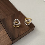 S925 Silver Texture 18k Love Ear Buckle Earrings