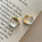 S925 Texture & Silver Contrast Ear Buckle Earrings