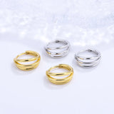 S925 Sterling Silver Earrings for Women Three-layer Lines Jewelry