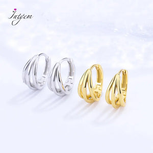S925 Sterling Silver Earrings for Women Three-layer Lines Jewelry