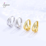 S925 Sterling Silver Earrings for Women Three-layer Lines Jewelry