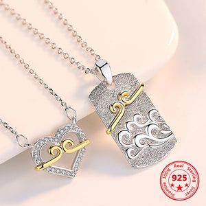 S925 Sterling Silver Tight charm Couple Necklace Men Women Pendant