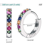 S925 Tiny Huggie Rainbow CZ Hoop Earrings for Women Girls