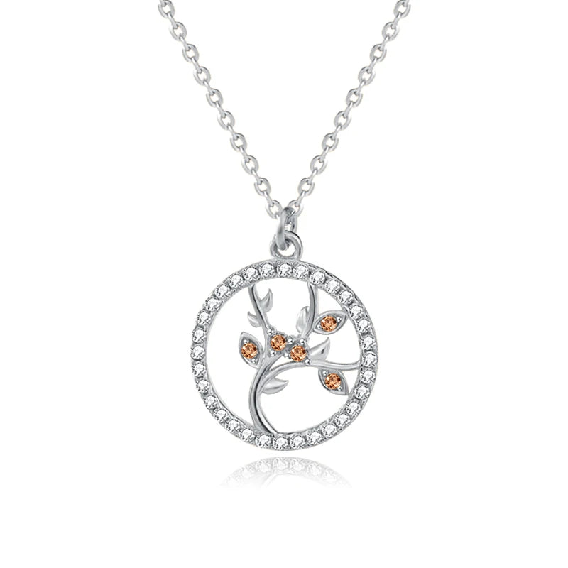 S925 Sterling Silver Tree of Life Necklace Female Plant Style Clavicle Necklace