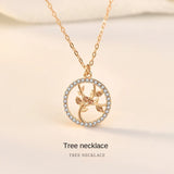 S925 Sterling Silver Tree of Life Necklace Female Plant Style Clavicle Necklace