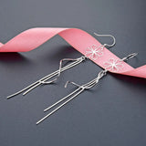 S925 Silver Tremella Hook Long Tassel Earrings