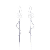 S925 Silver Tremella Hook Long Tassel Earrings