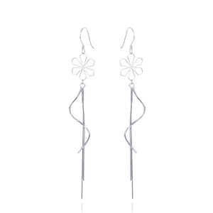 S925 Silver Tremella Hook Long Tassel Earrings
