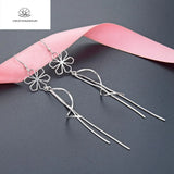 S925 Silver Tremella Hook Long Tassel Earrings
