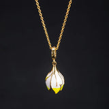 S925 Silver Magnolia Flower Necklace Epoxy Clavicle Chain
