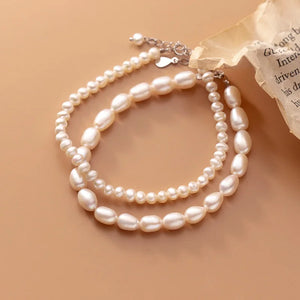 S925 Sterling Silver Pearl Bracelet Natural Retro baroque pearl irregular