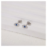 S925 Evil Eyes Earrings w/ Synthetic Sapphire Party Jewelry