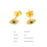 S925 Evil Eyes Earrings w/ Synthetic Sapphire Party Jewelry