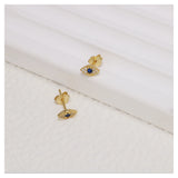 S925 Evil Eyes Earrings w/ Synthetic Sapphire Party Jewelry