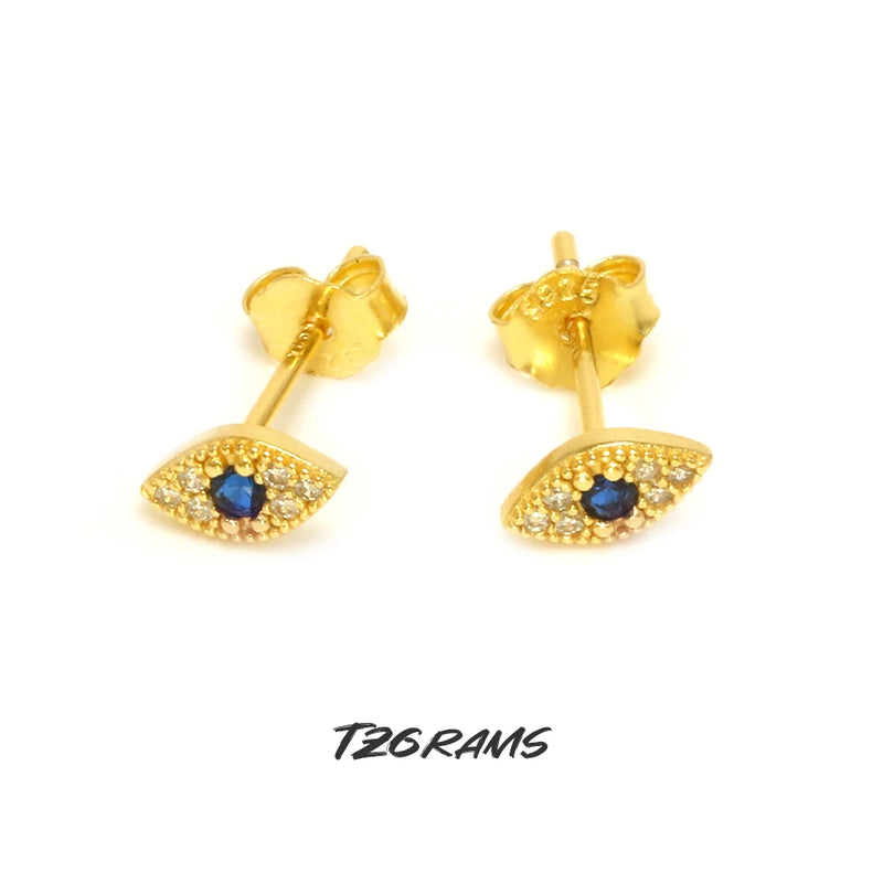 S925 Evil Eyes Earrings w/ Synthetic Sapphire Party Jewelry