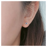 S925 Evil Eyes Earrings w/ Synthetic Sapphire Party Jewelry