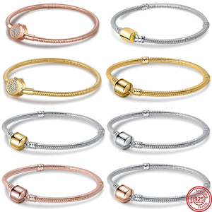 S925 Bucket Buckle Snake Bone Chain Bracelet Heart Bracelet