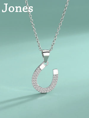 Sterling Silver Horseshoe Necklace - Simple U Type Pendant