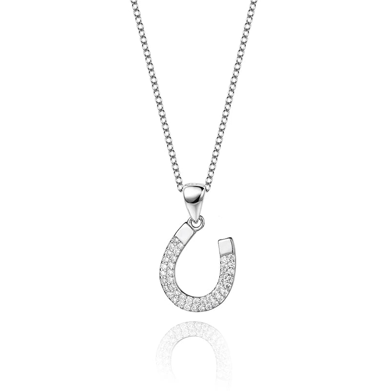 Sterling Silver Horseshoe Necklace - Simple U Type Pendant