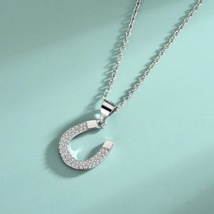 Sterling Silver Horseshoe Necklace - Simple U Type Pendant