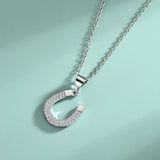 Sterling Silver Horseshoe Necklace - Simple U Type Pendant