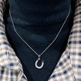 Sterling Silver Horseshoe Necklace - Simple U Type Pendant