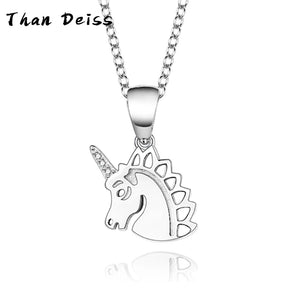 S925 Unicorn Necklace Sterling Silver Simple Elegant Ladies Pendant Jewelry